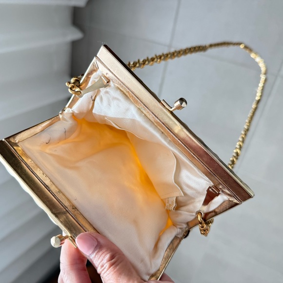 Vintage Rimco of California beaded wallet/purse champagne gold straps EVC - Picture 8 of 13